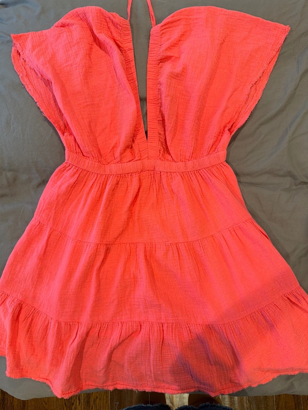 Aerie Coral Tiered Mini Dress – Size Large – NWOT